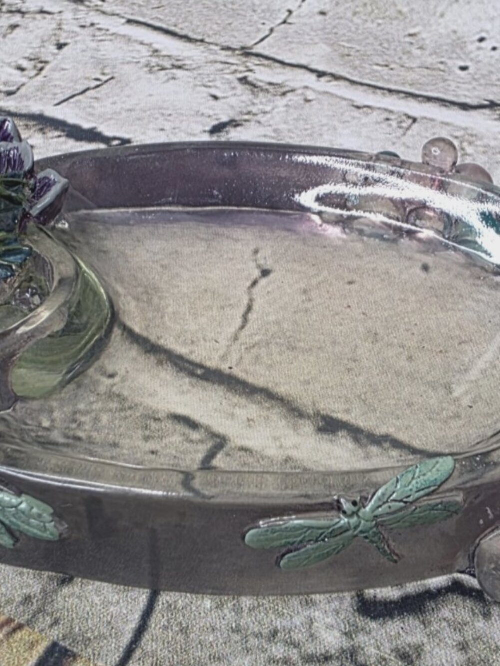 Acrylic Frog Dragonfly Bathroom Soap Dish Trinket Dish Change Jewelry Apx 7 x 4"